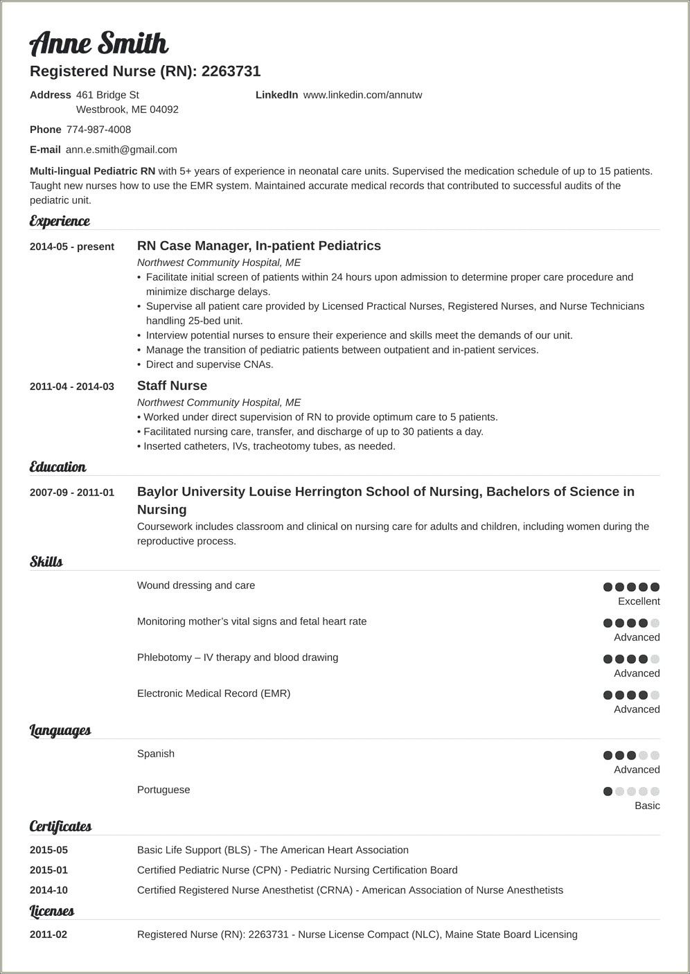 Simple Resume Template For Registered Nurses