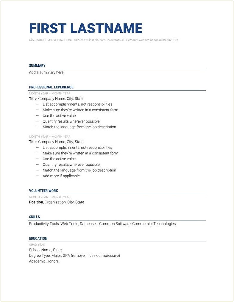 Simple Resume With All Types Of Jobs