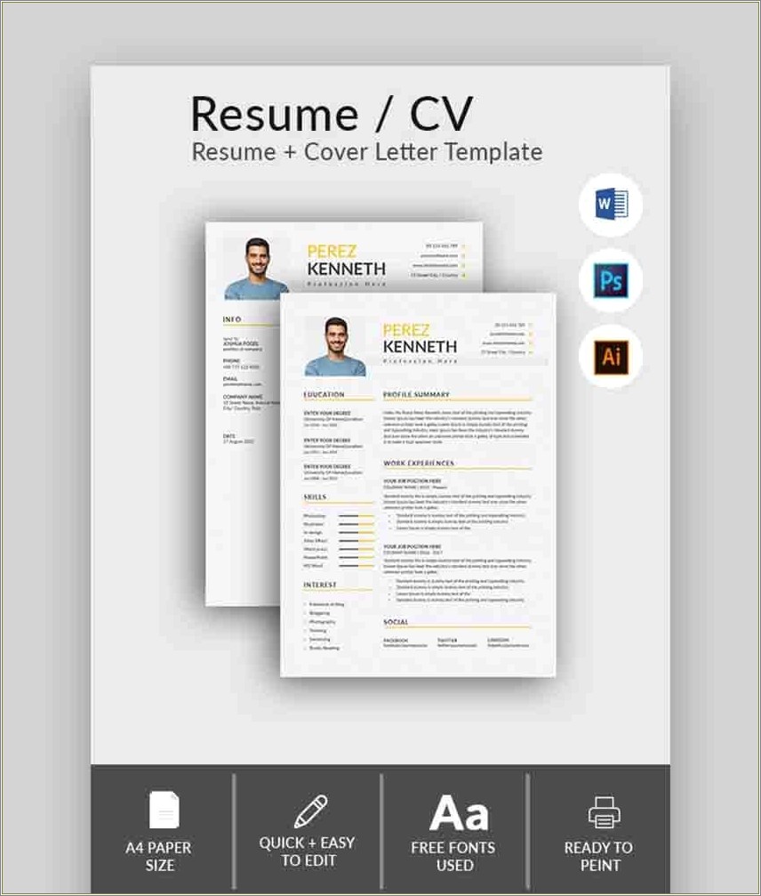 Single Page Resume Format In Word