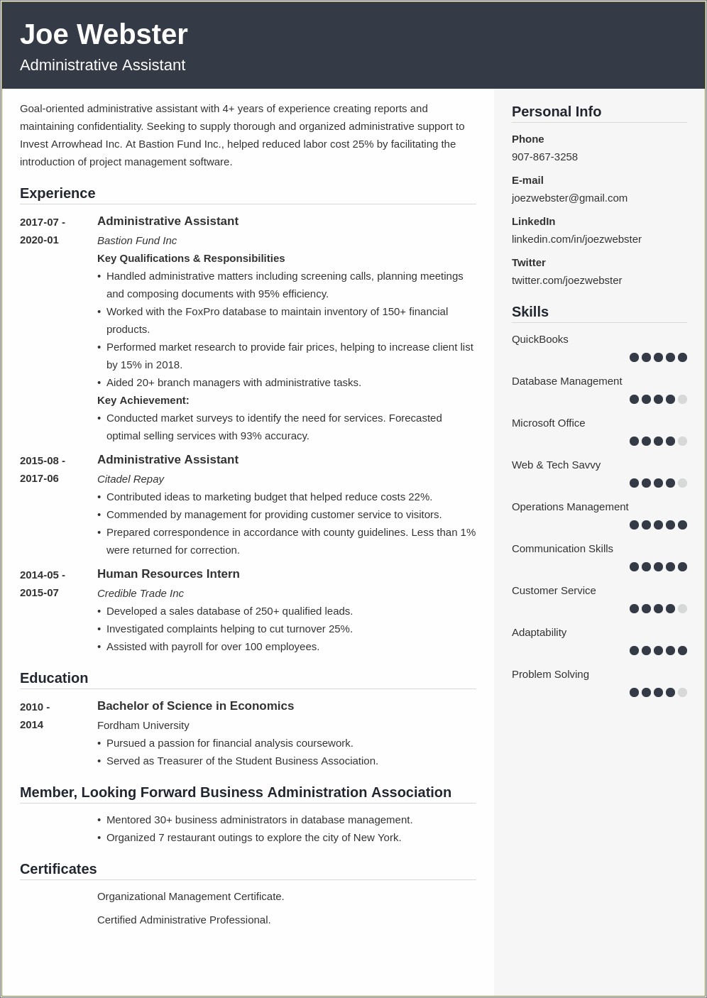 Site Thebalance.com Administration Business Resume Examples