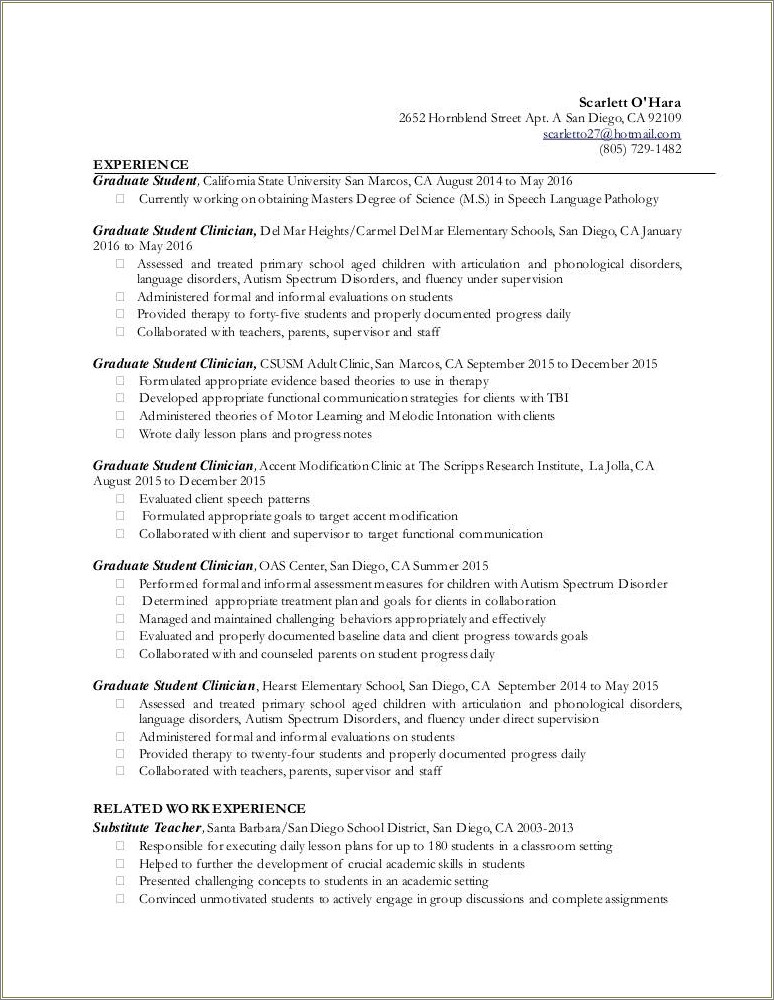 Skill Based Resume Developer Masters Degree