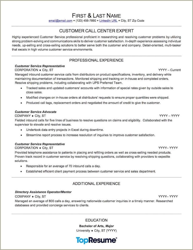 Skill For Customer Service Rep Resume