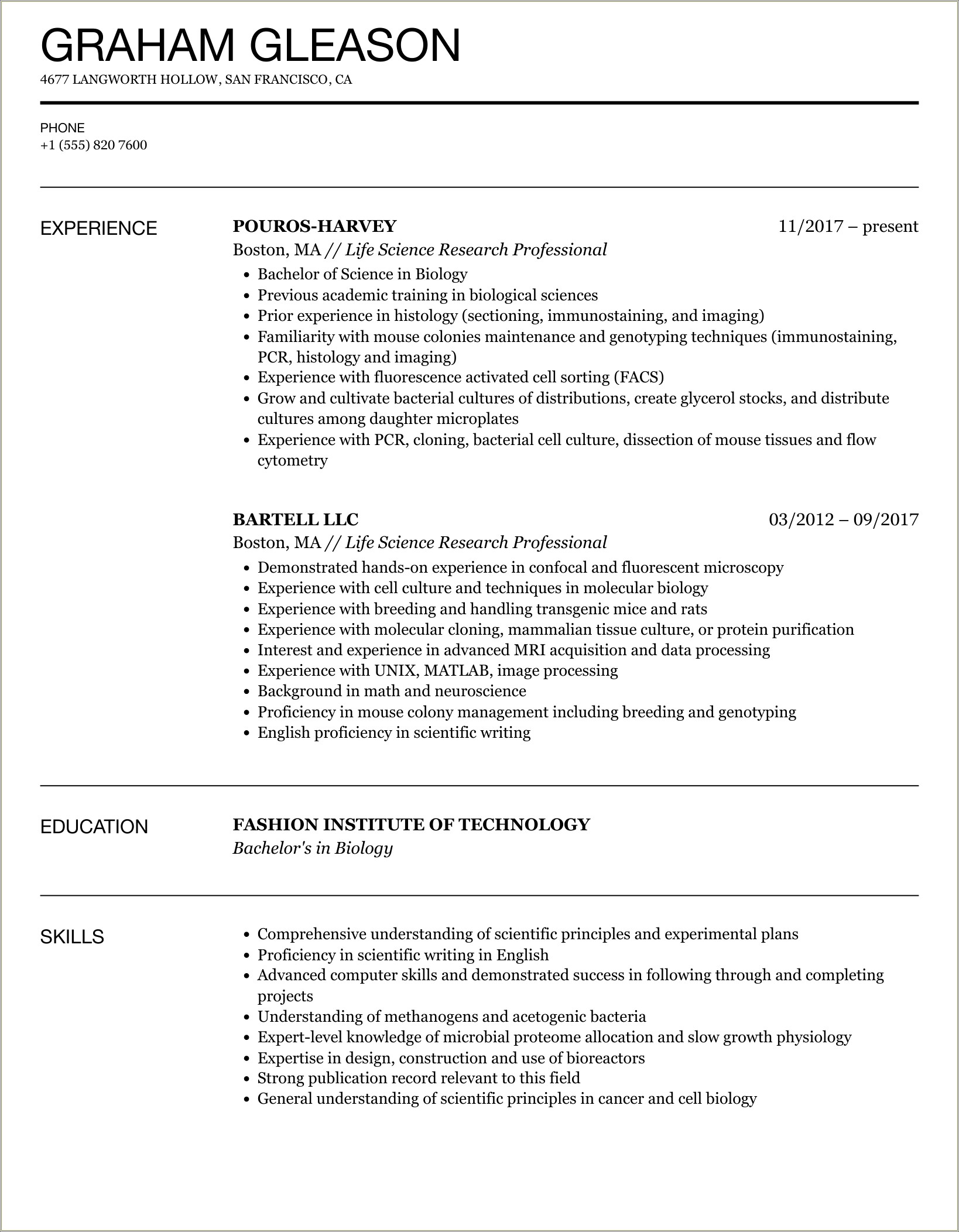 Skill For Resume In Science Field