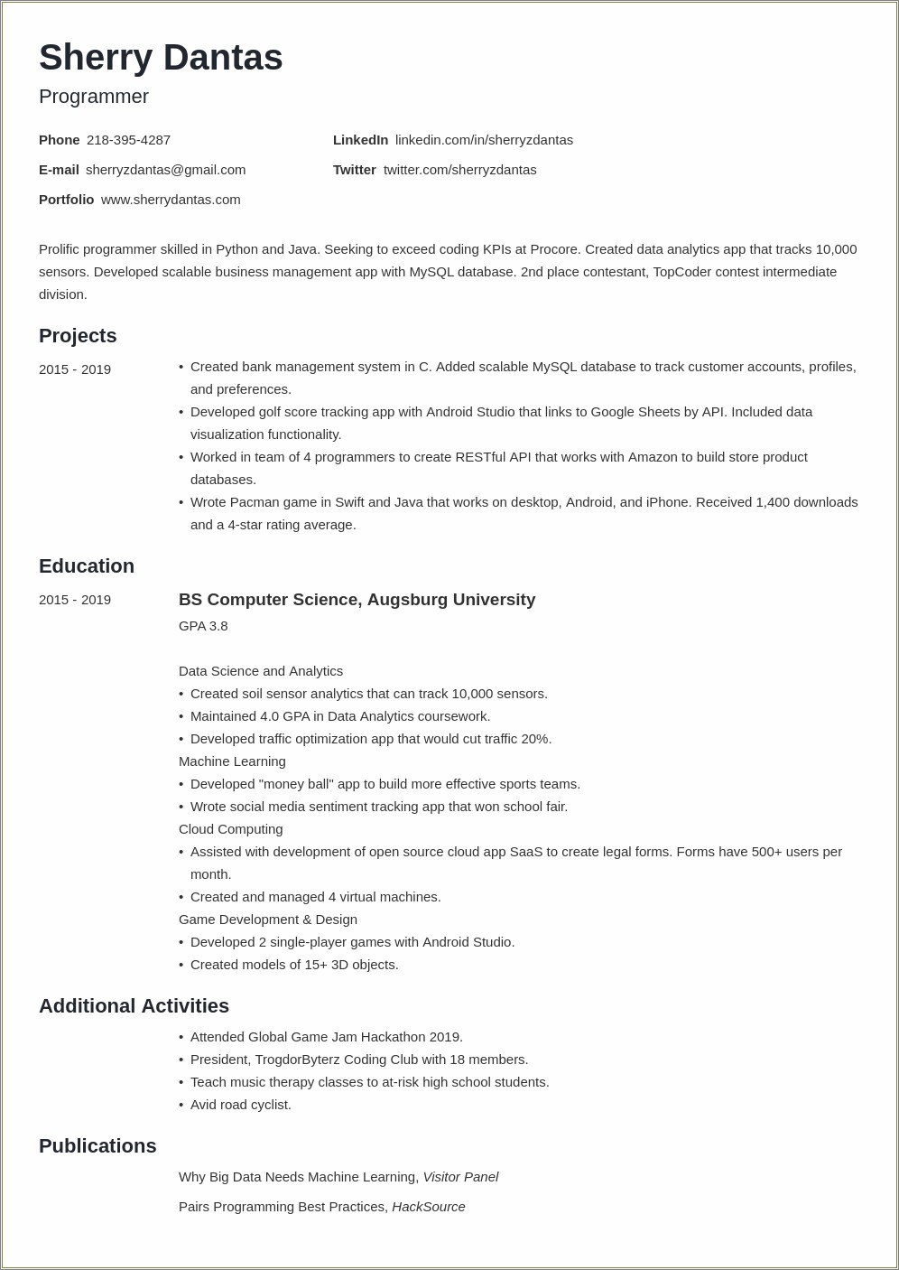 Skill Summary On Resume For Recent College Graduate