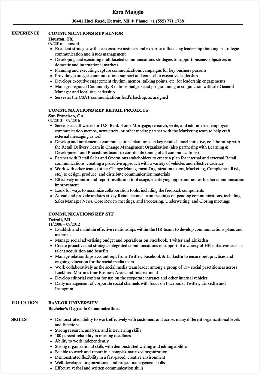 Skill That Says Clear Communication For Resumes