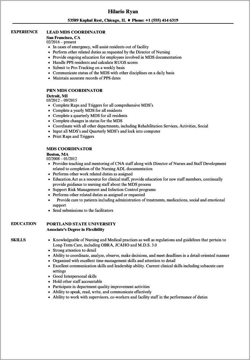 Skilled Nursing Director Of Rehabilitation Resume