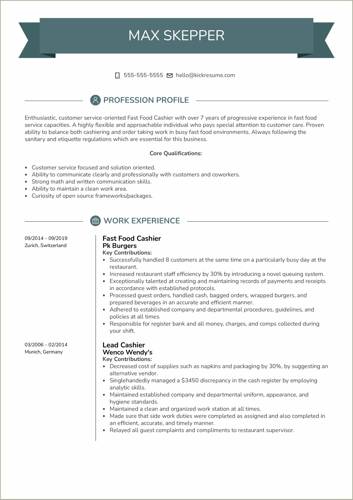 Skills A Cashier Has For Resume