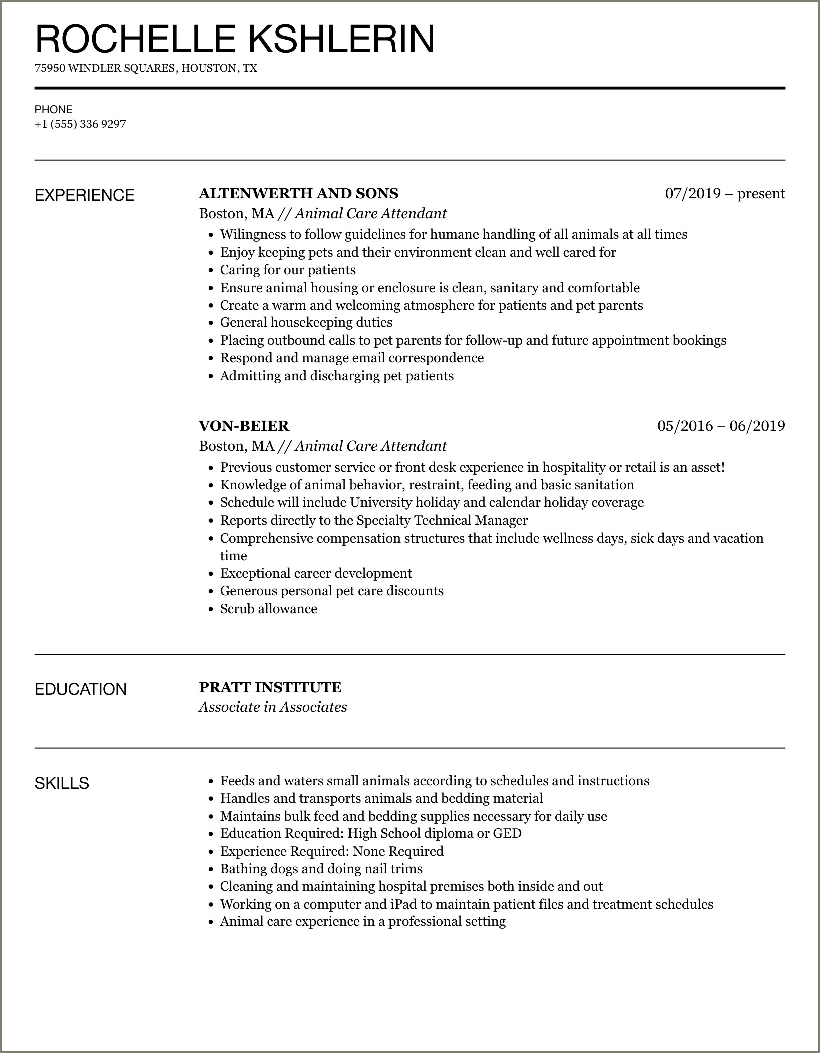 Skills And Abilities For Kennel Technician Resume