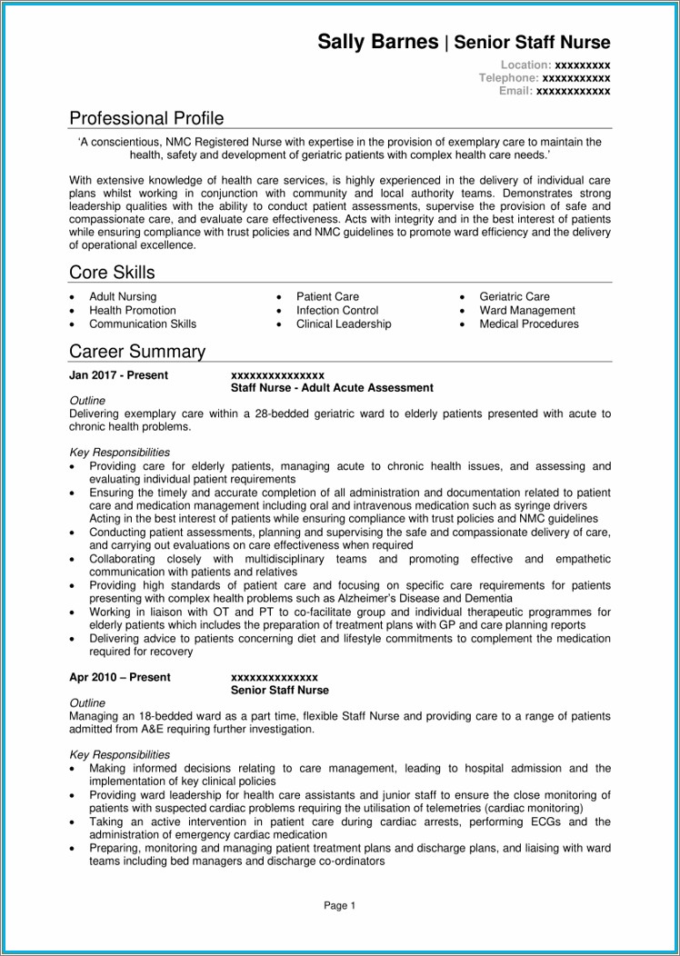 Skills And Abilities For Nursing Resume