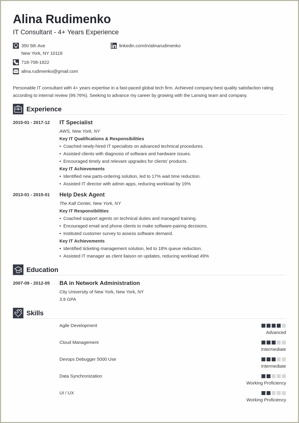 Skills And Abilities In Resume For Information Technology