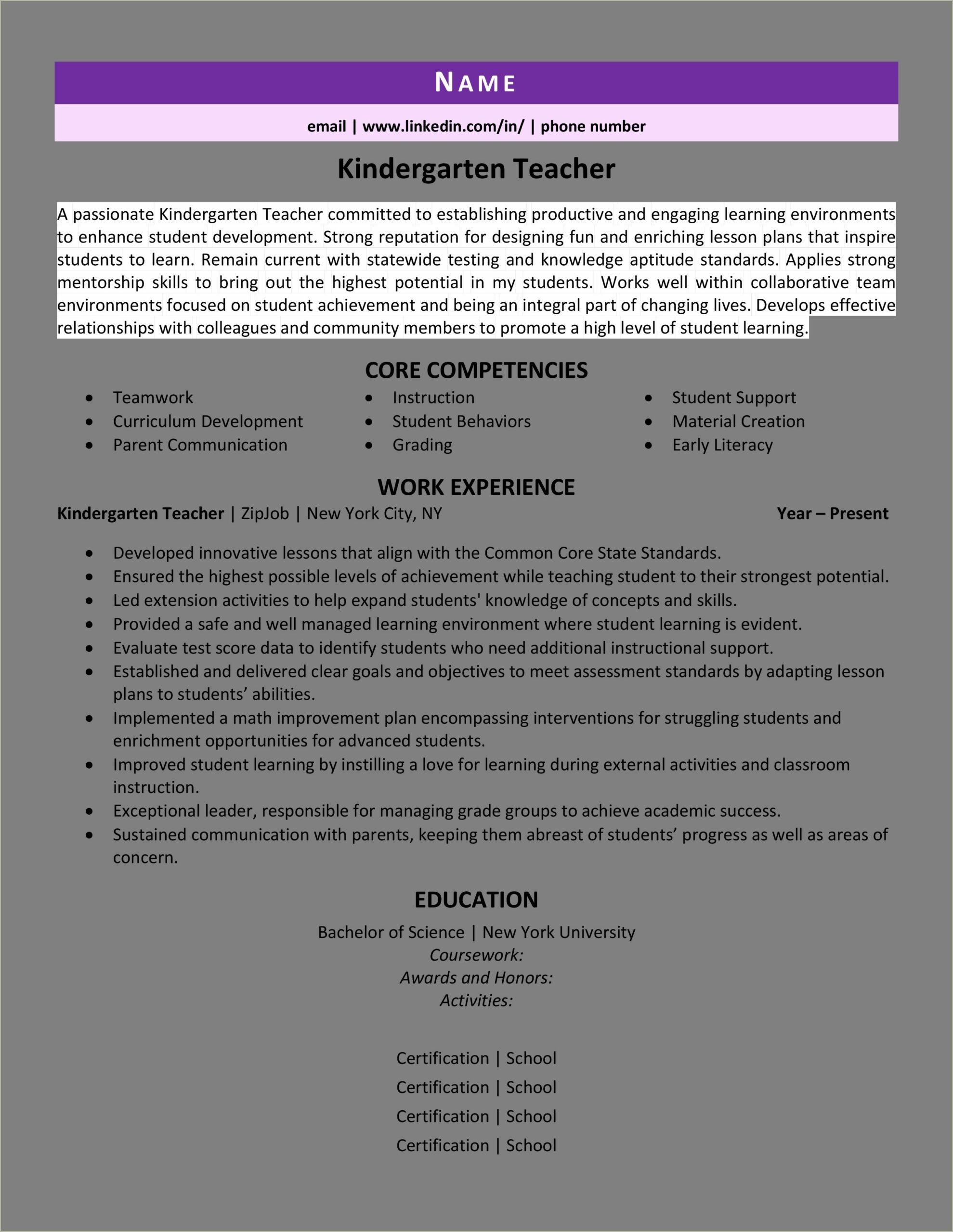 Skills And Abilities On A Teacher Resume