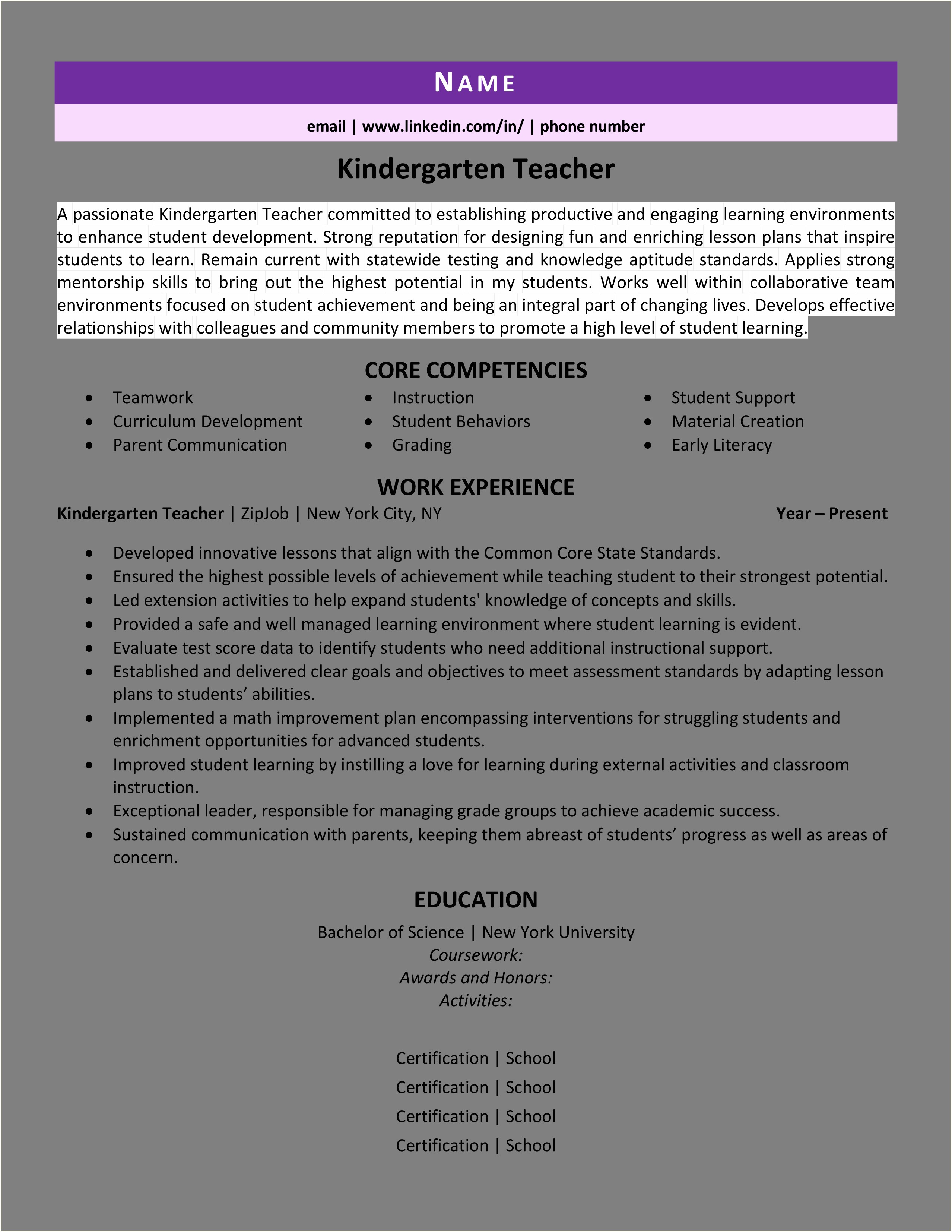 Skills And Abilities On A Teacher Resume