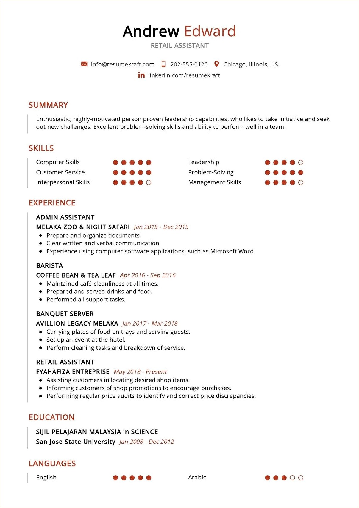 Skills And Abilities On Resume For Retail