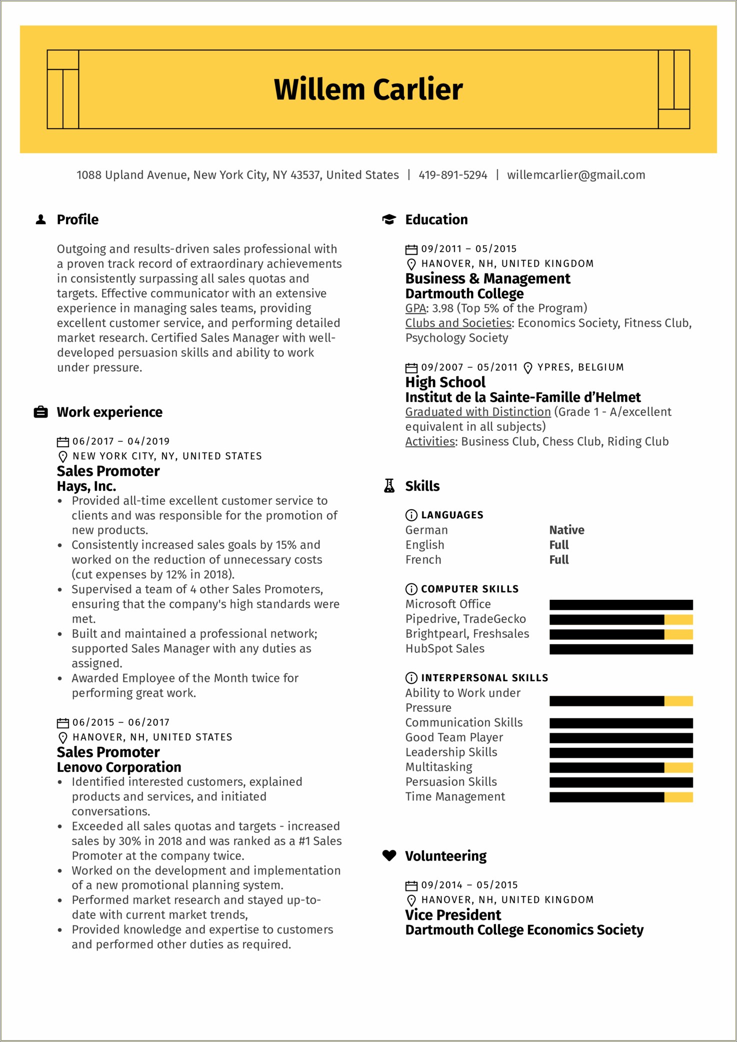 Skills And Abilities On Resume For Sales