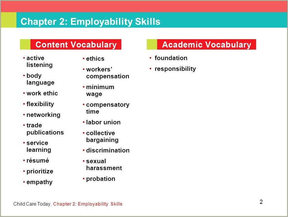 Skills And Abilities Resume For Child Care