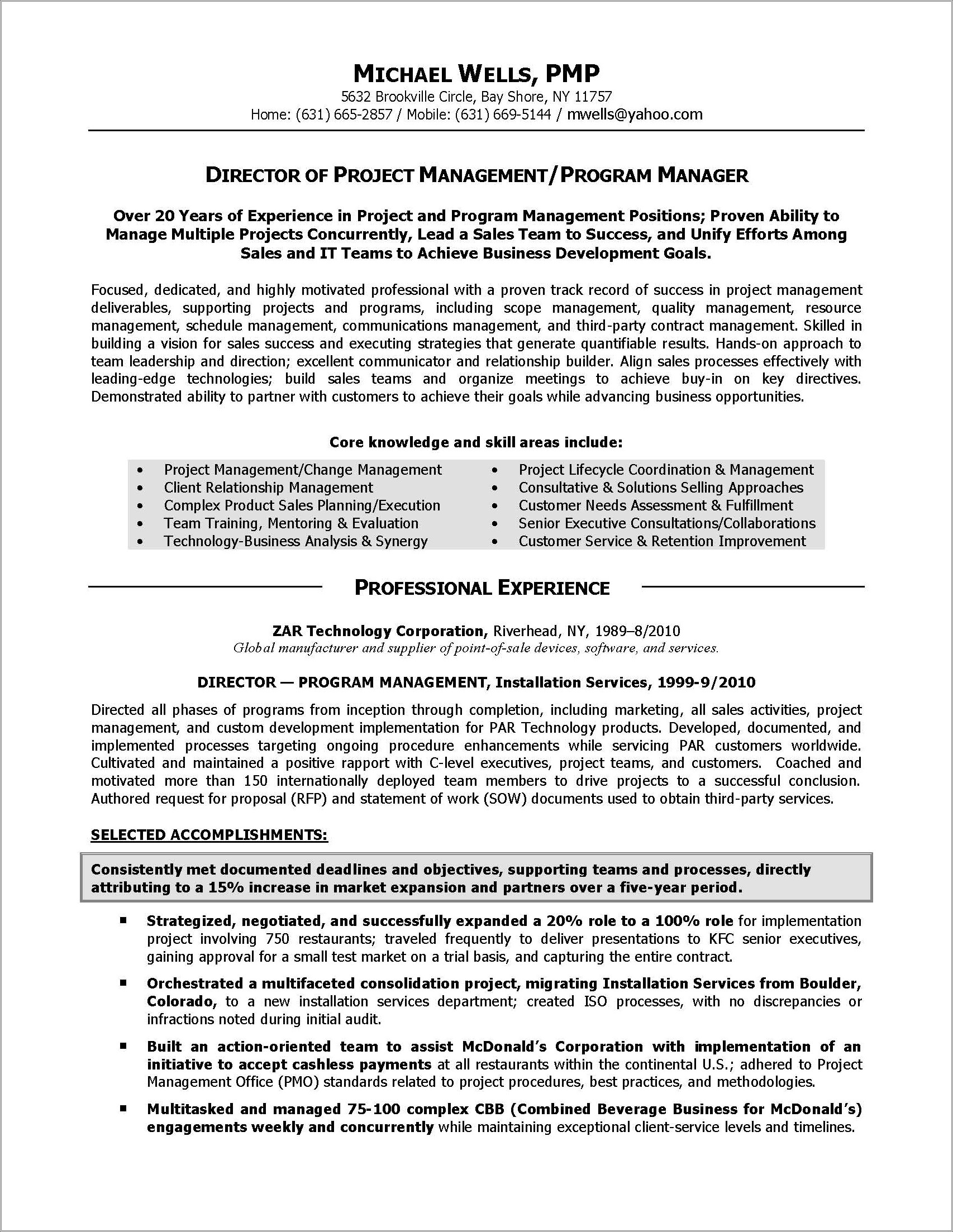 Skills And Abilities Resume Program Manager