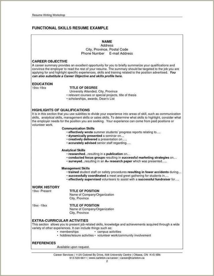 Skills And Interests On A Resume Format