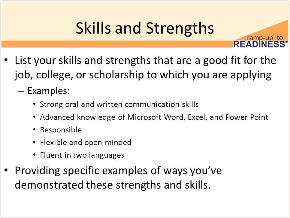 Skills And Strengths On A Resume