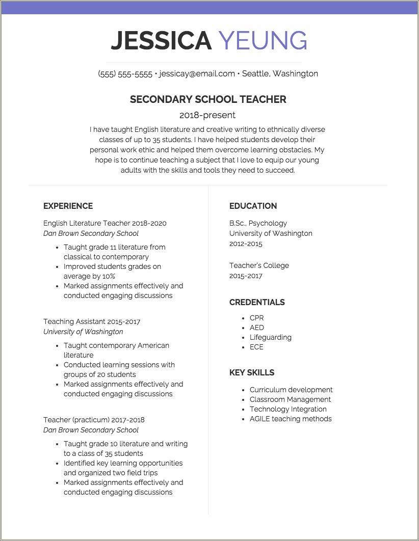 Skills And Strengths On Teaching Resume