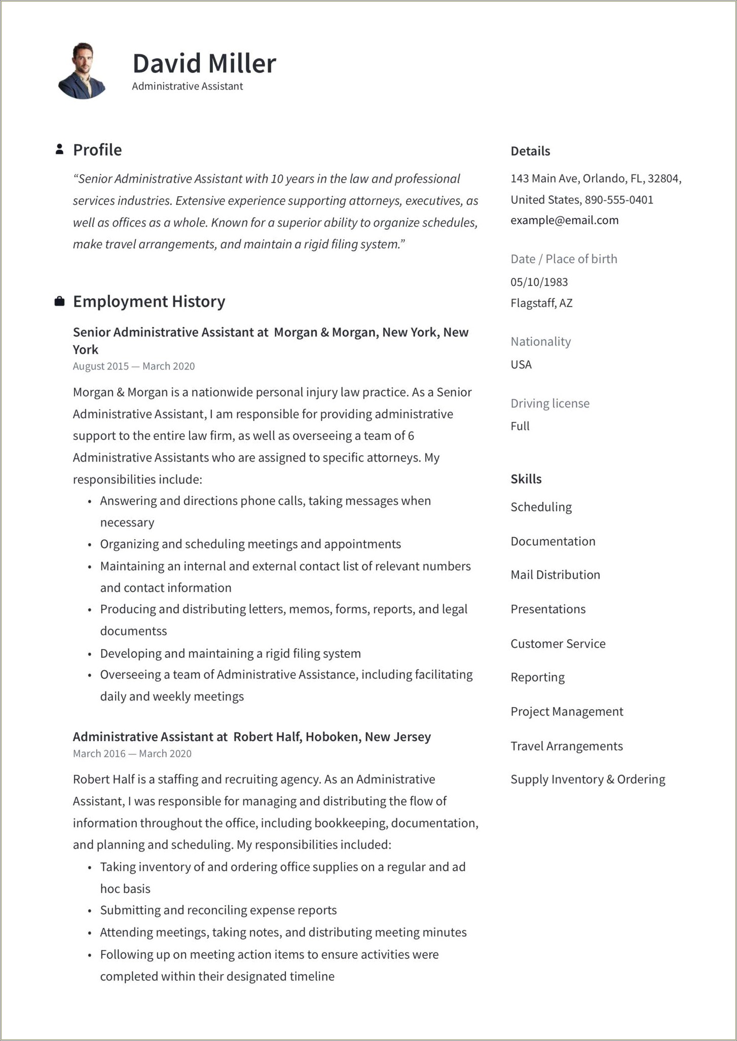 Skills Based Resume For Administrative Assistant