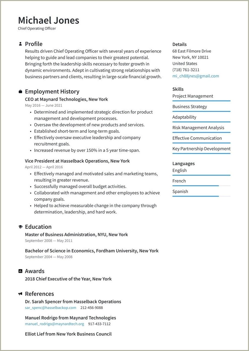 Skills For A Business Owner On Resume