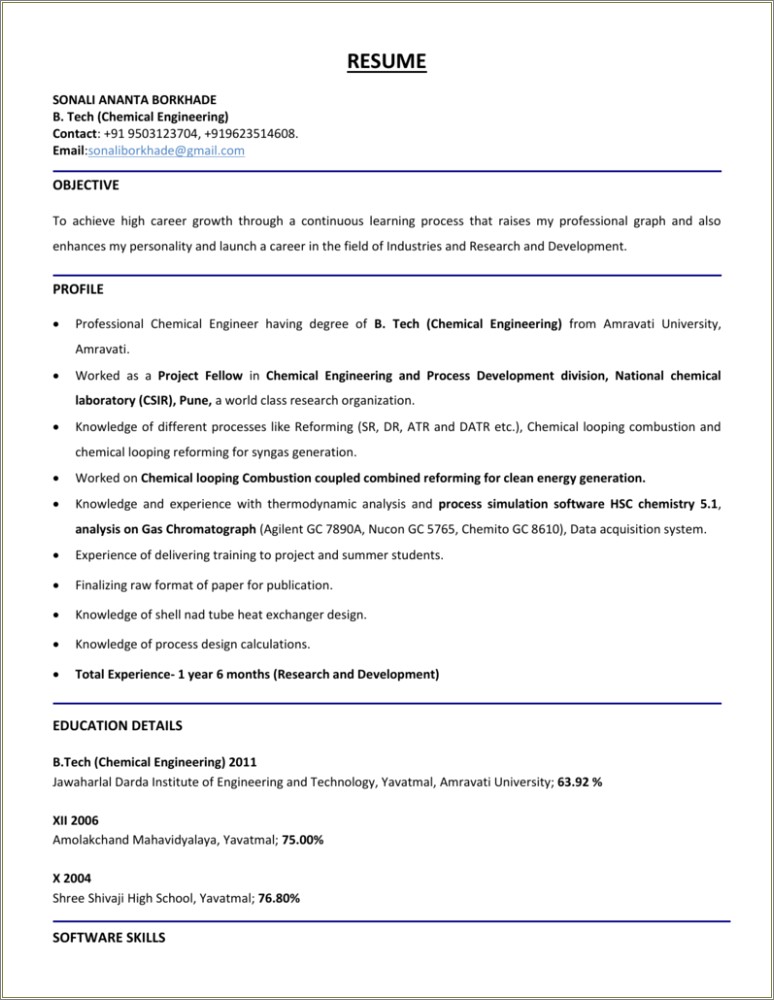 Skills For A Chemical Engineering Resume