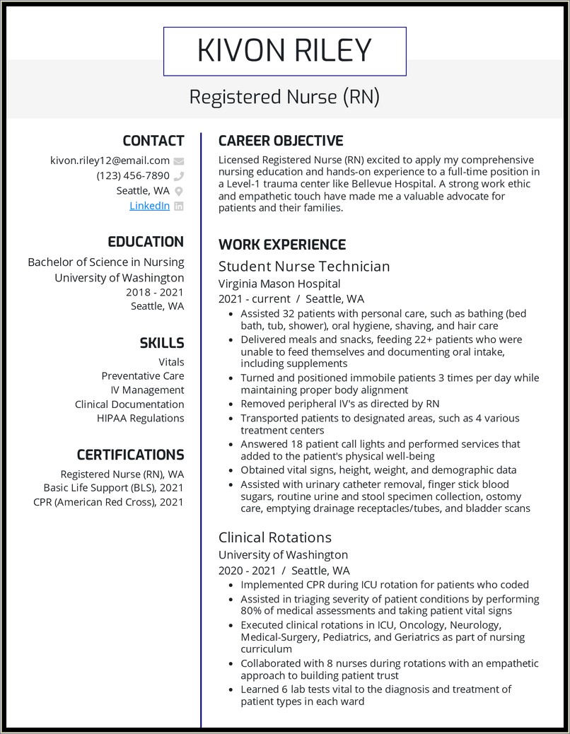 Skills For A Nursing Students Resume