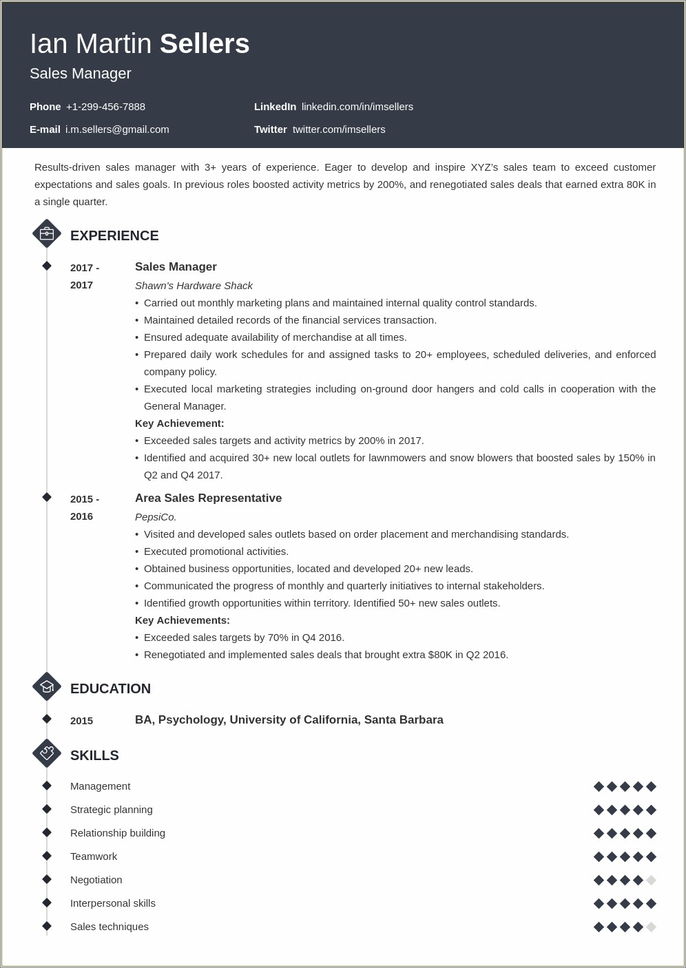 Skills For A Sales Manager Resume