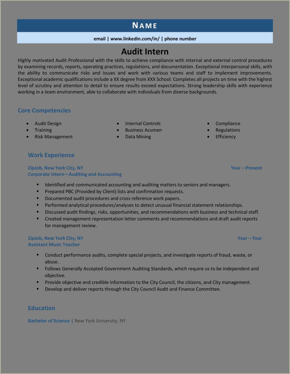 Skills For An Accounting Intern Resume