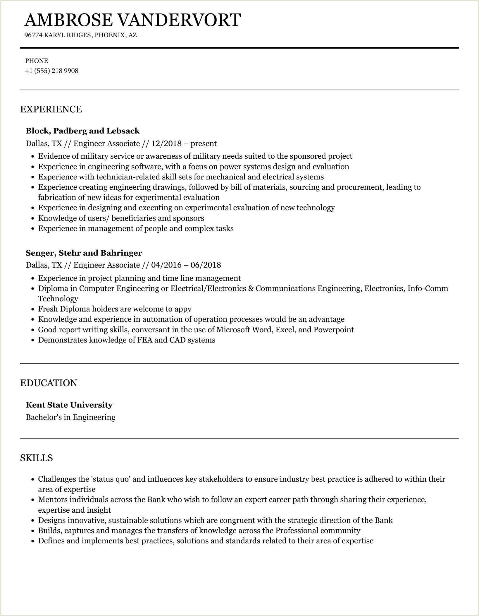 Skills For Associate Civil Engineer For Resume