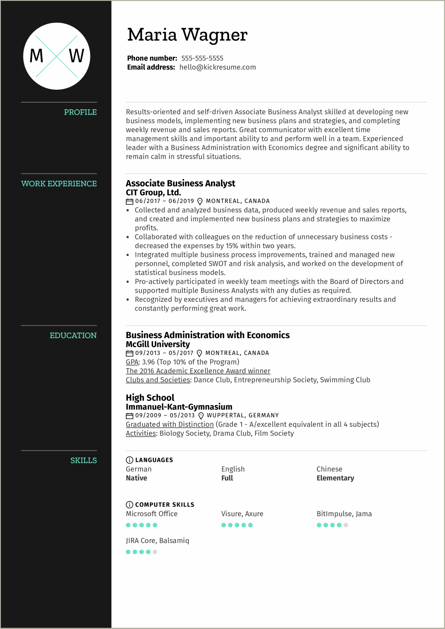 Skills For Business Major Summary For Resume