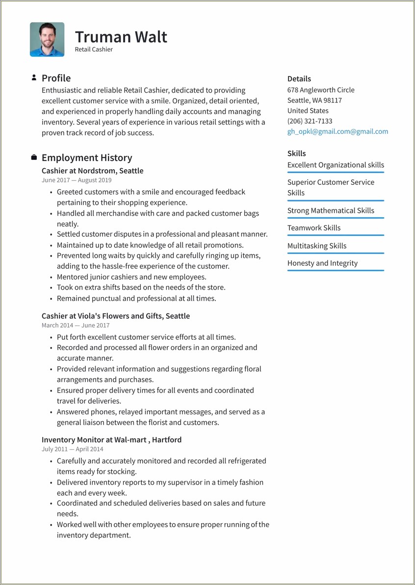 Skills For Cashier To Put On Resume