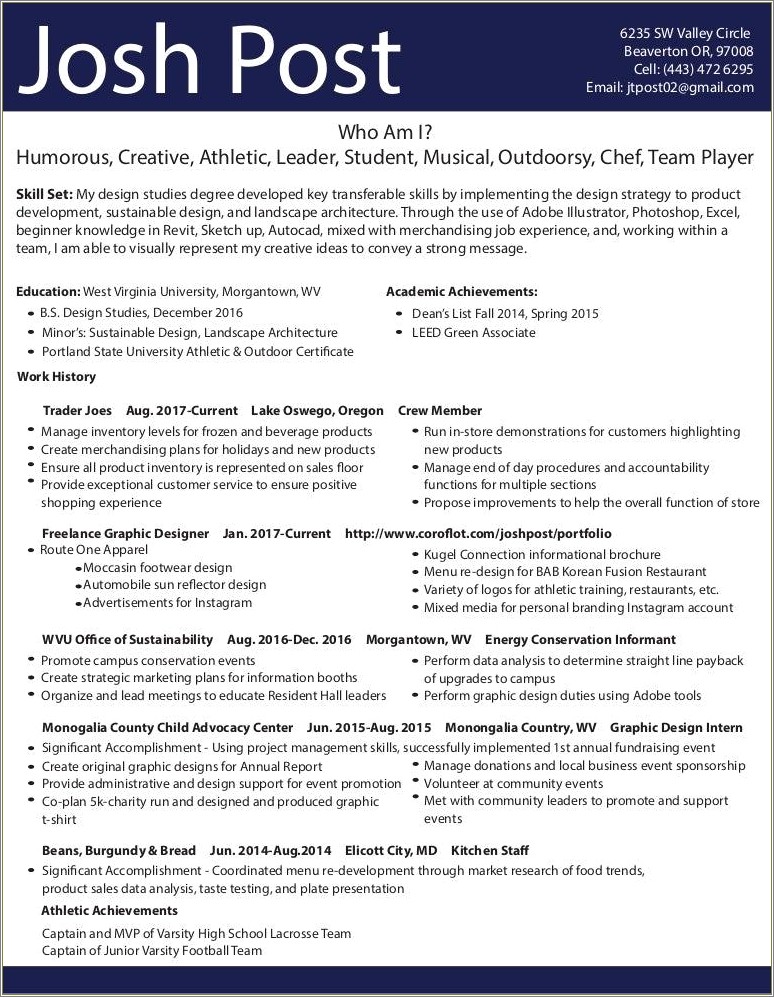 Skills For Crew Memeber Resume Trader Joes