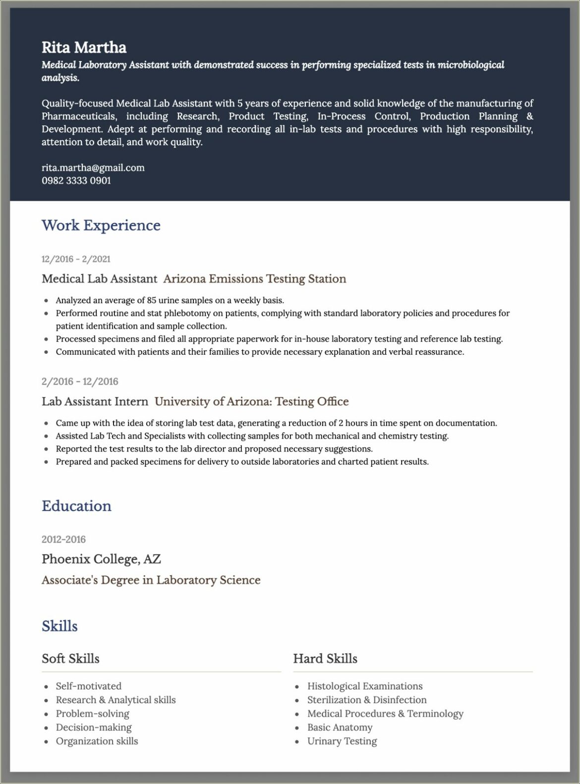 Skills For Lab Assistant Resume Microbiology