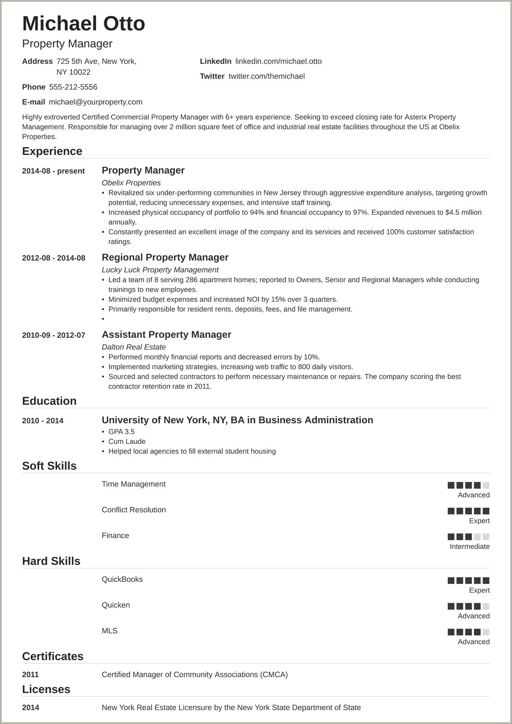 Skills For Property Manager To Use On Resume