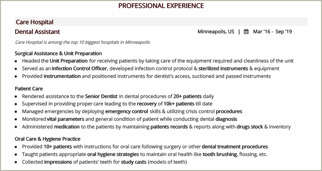 Skills For Resume As Dental Assistant