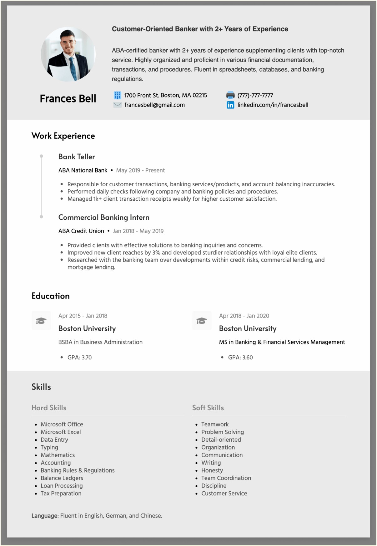 Skills For Resume For Bank Teller