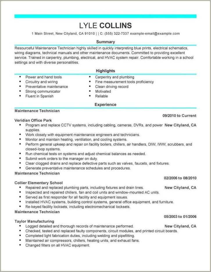 Skills For Resume For Maintenance Worker