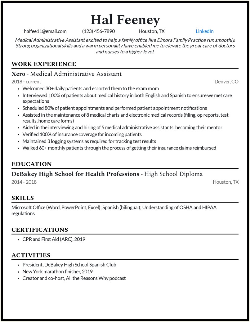 Skills For Resume In Medical Field