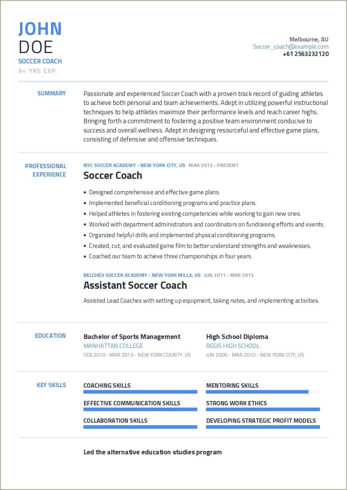 Skills For Strength And Conditioning Coach Resume