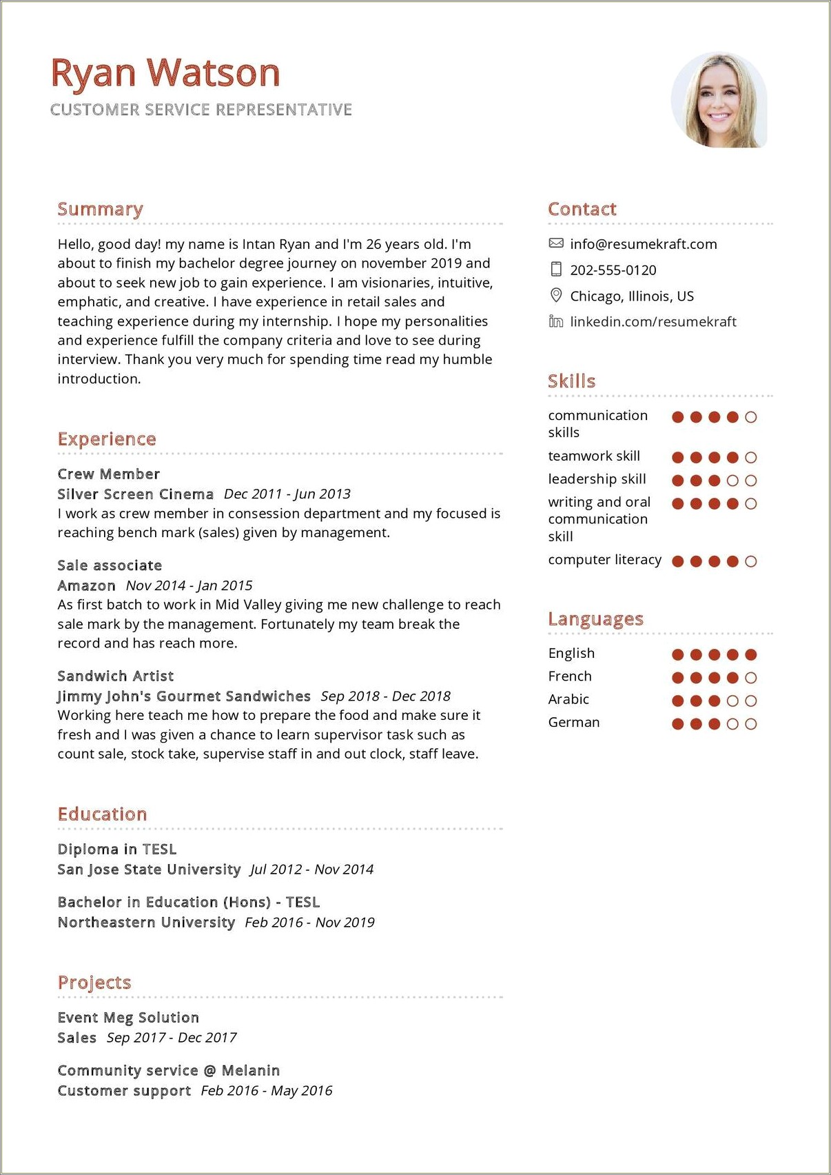 Skills In A Resume Customer Service