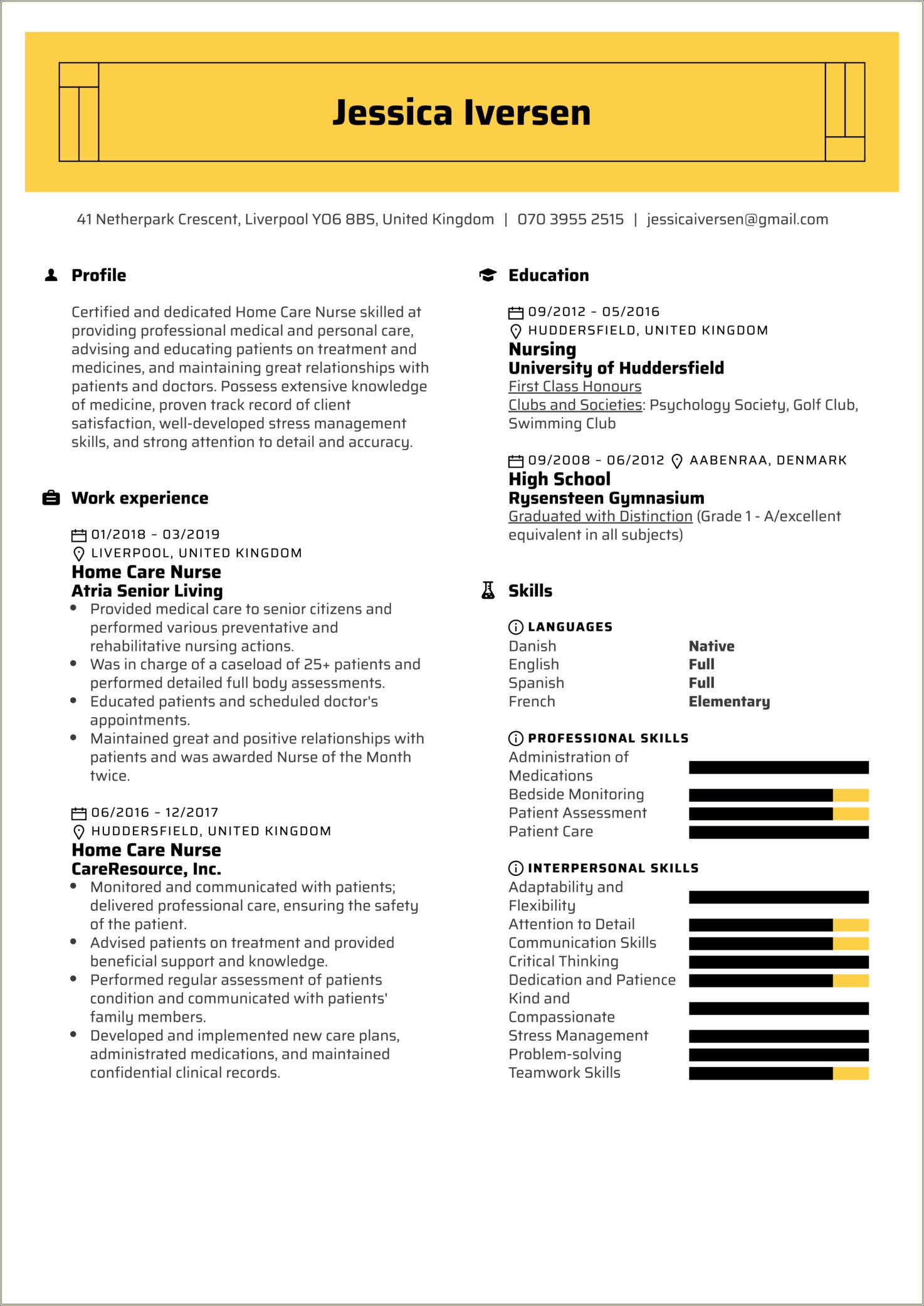 Skills In Clinical Care For Resume