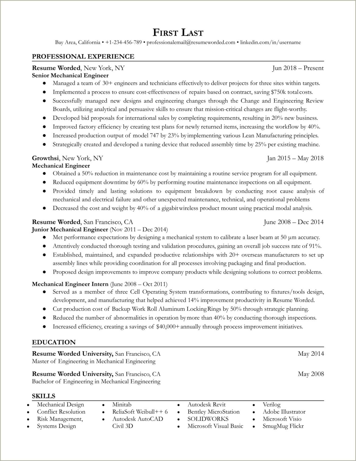 Skills In Resume For Mechanical Engineer