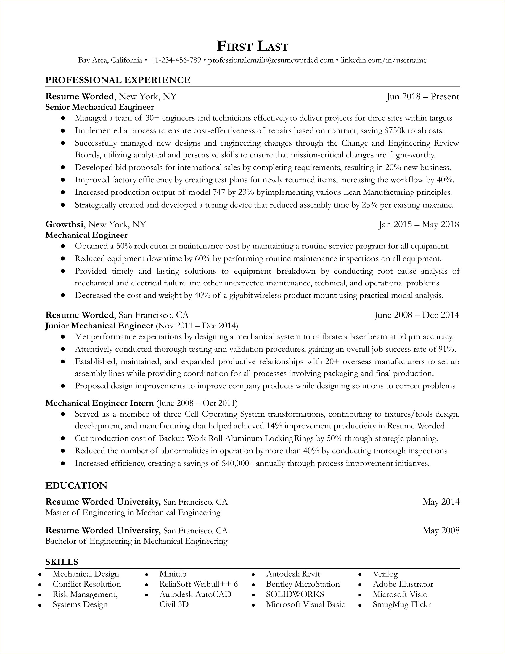 Skills In Resume For Mechanical Engineer