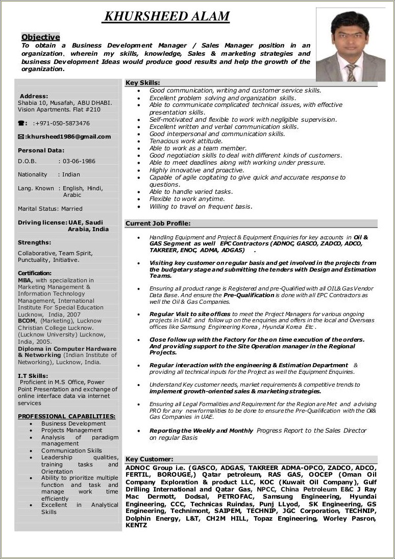 Skills In Resume For Sales Manager