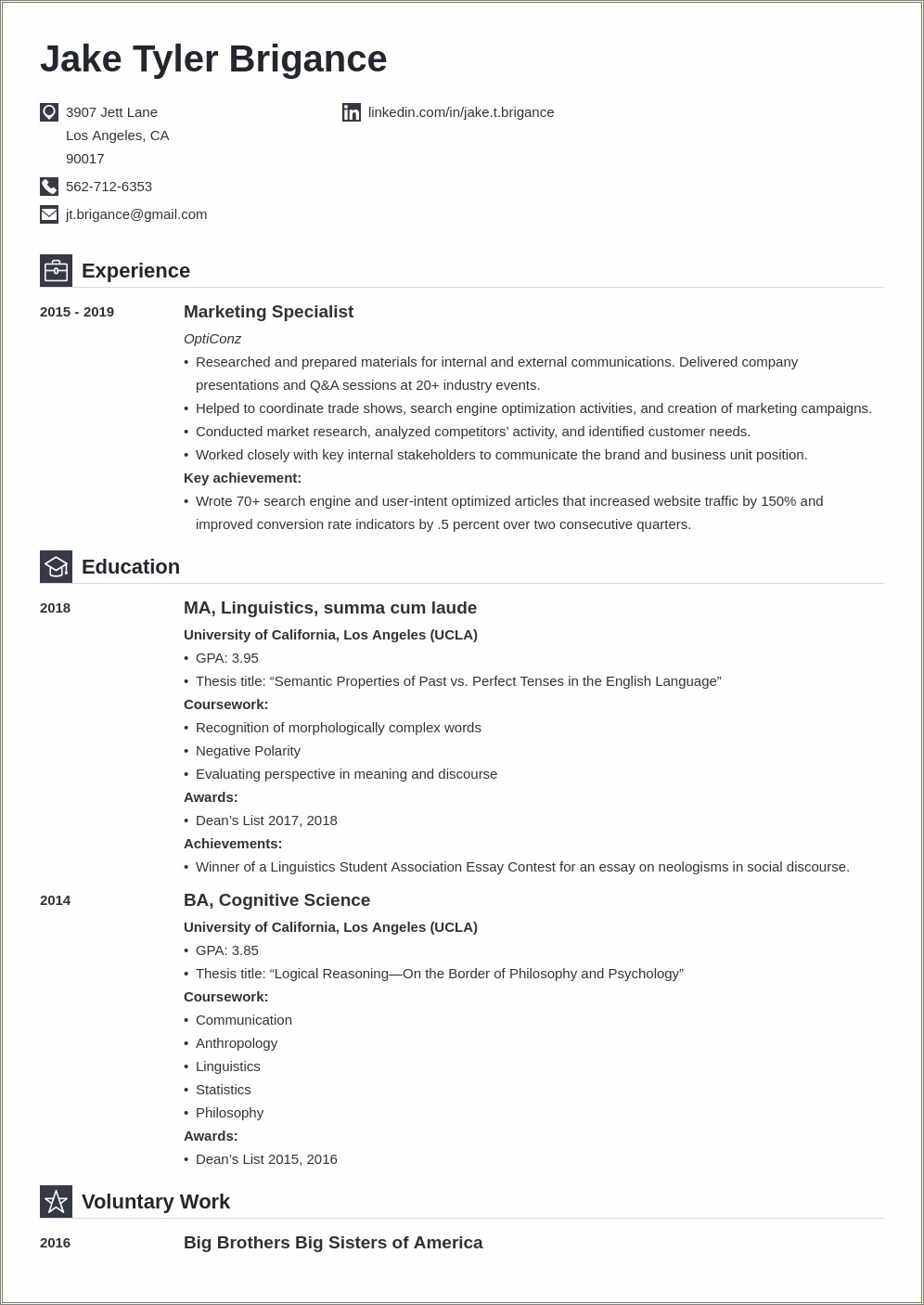 Skills & Interests Resume Law School Section