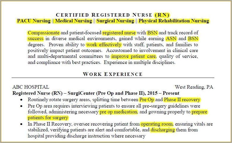 Skills Key Words To Lis On Resume