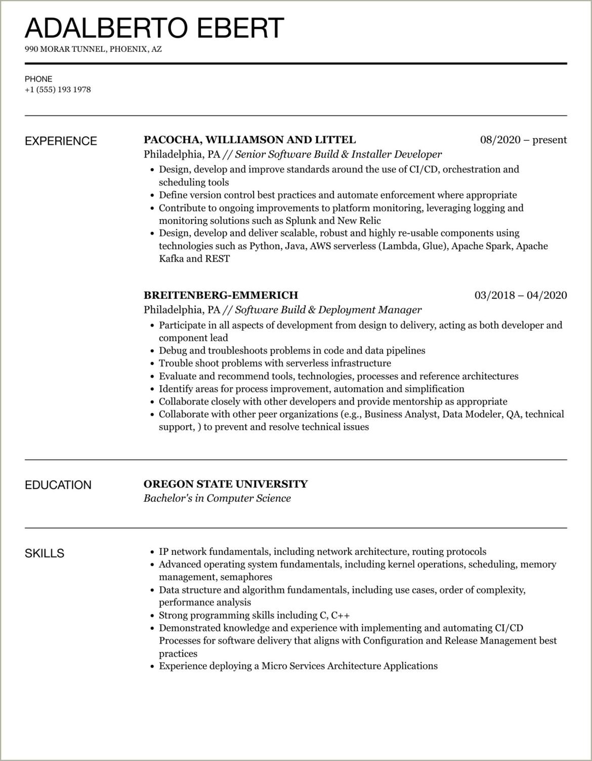 Skills Knowledge And Experiences For A Resume