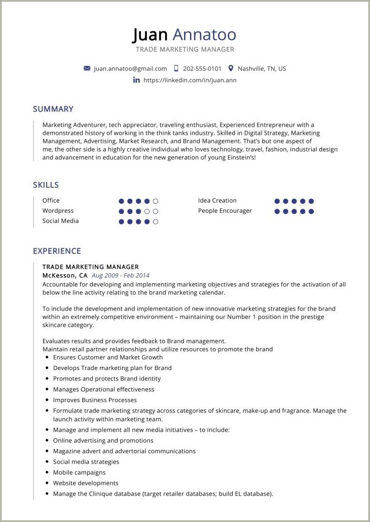 Skills Listed On Marketing Manager Resume