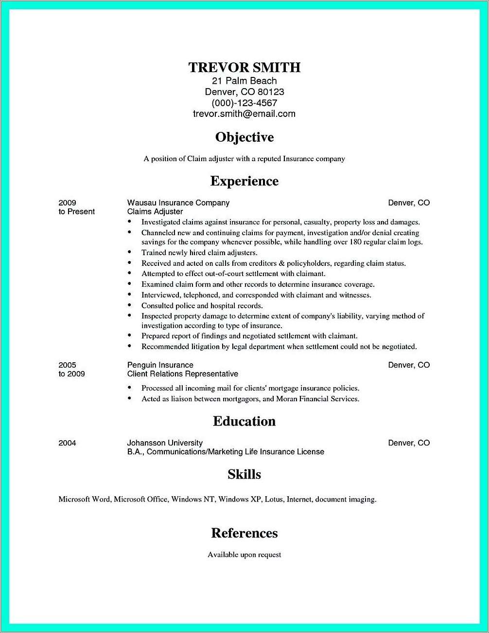 Skills Needed For Claims Adjuster Resume